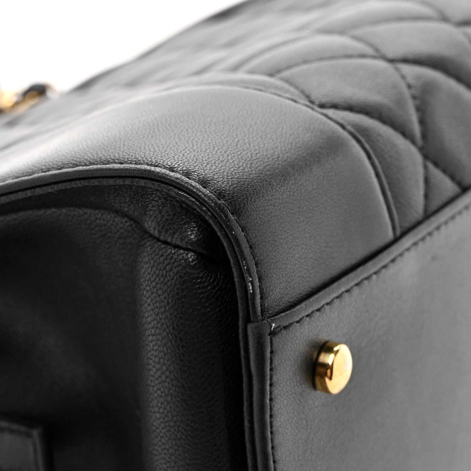 Chanel Sheepskin Quilted Mademoiselle Vintage Shopping Tote Black 15 of 17