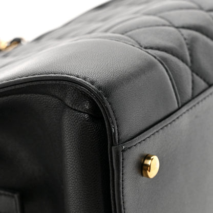 Chanel Sheepskin Quilted Mademoiselle Vintage Shopping Tote Black 15 of 17