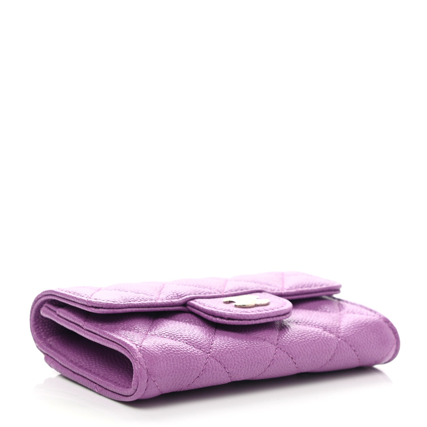 Chanel Caviar Quilted Flap Card Holder Wallet Purple 4 of 9