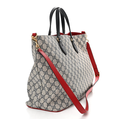 Gucci Soft GG Supreme Monogram Medium Crossbody Tote Beige Black Red 3 of 12
