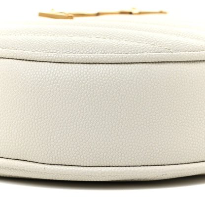 Saint Laurent Grain De Poudre Matelasse Chevron Quilted Round Vinyle Camera Bag Crema Soft 9 of 10