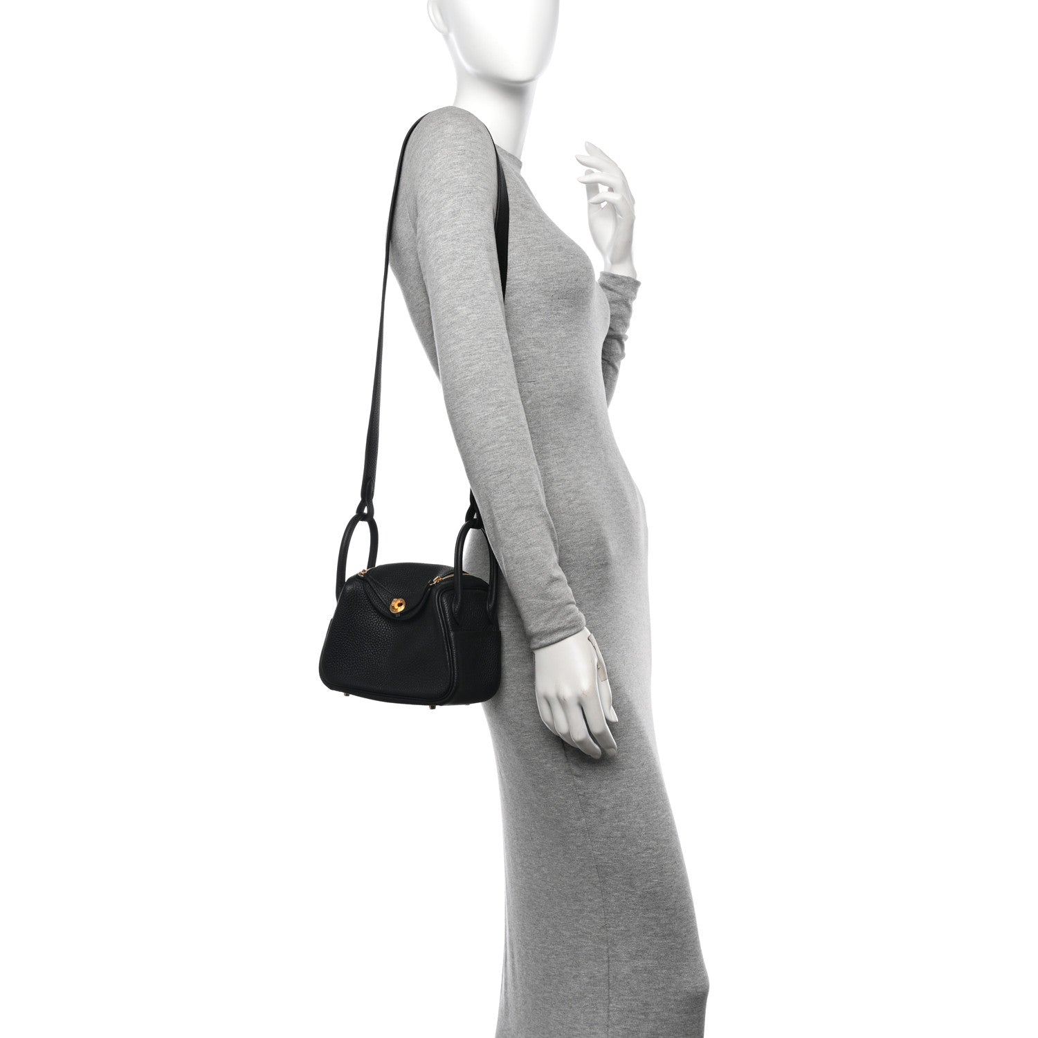 Hermes Taurillon Clemence Mini Lindy 20 Black 2 of 11