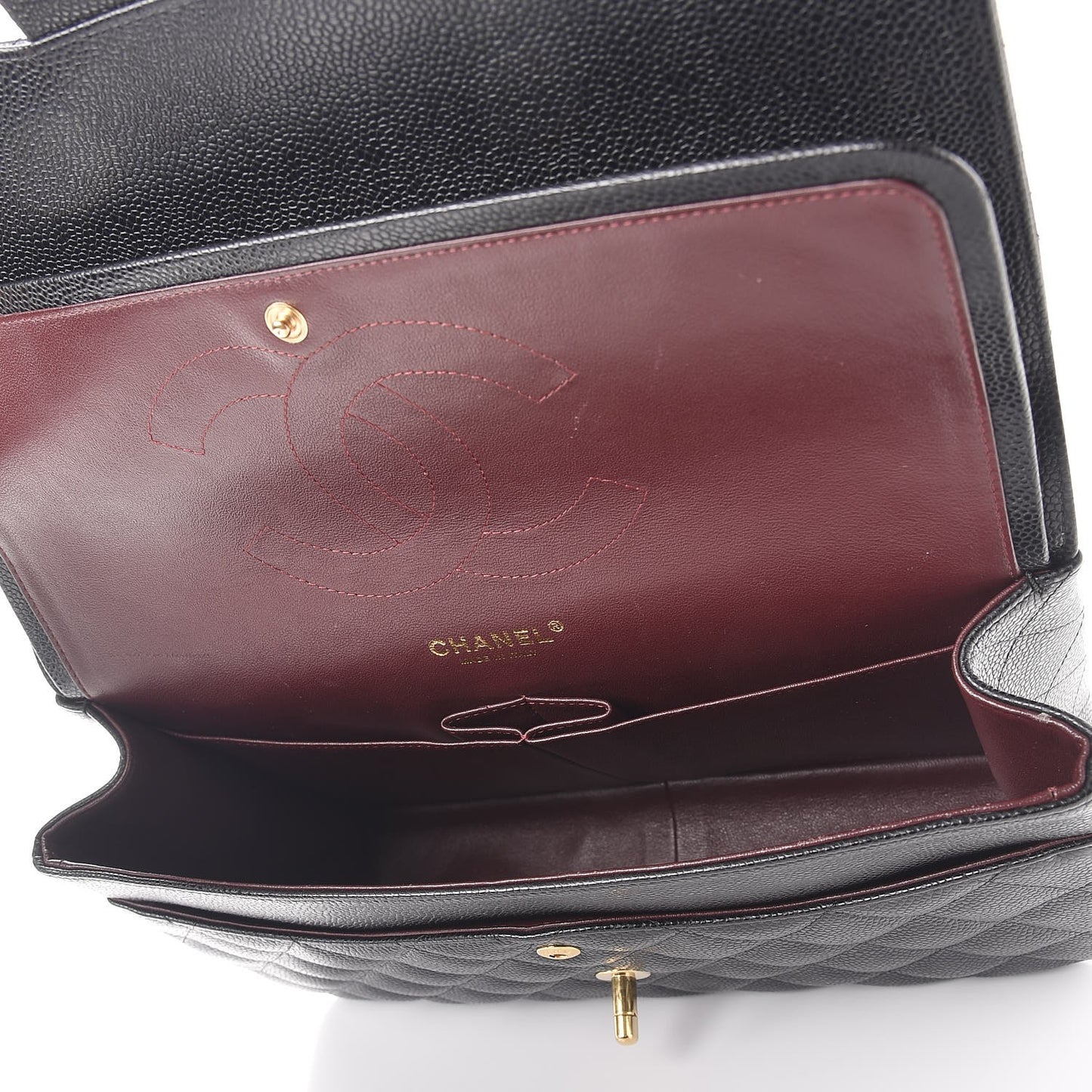 Caviar Quilted Jumbo Double Flap Black