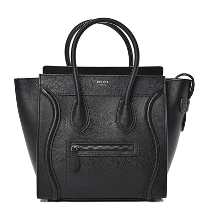 Celine Drummed Calfskin Micro Luggage Black 1 of 12