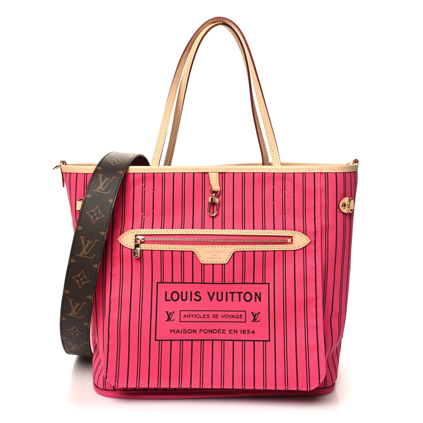 Monogram Inside Out Neverfull Bandouliere MM Rose Pondichery