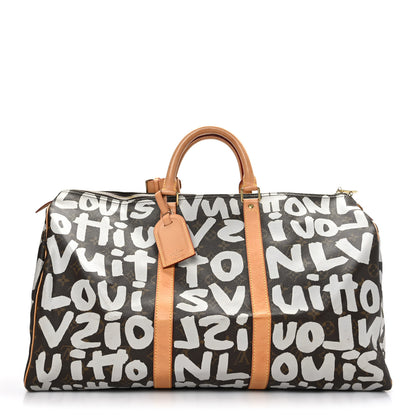 Louis Vuitton Monogram Graffiti Keepall 50 Silver 1 of 13