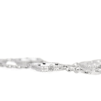 Van Cleef & Arpels 18K White Gold Diamond Black Onyx 5 Motifs Vintage Alhambra Bracelet 4 of 5