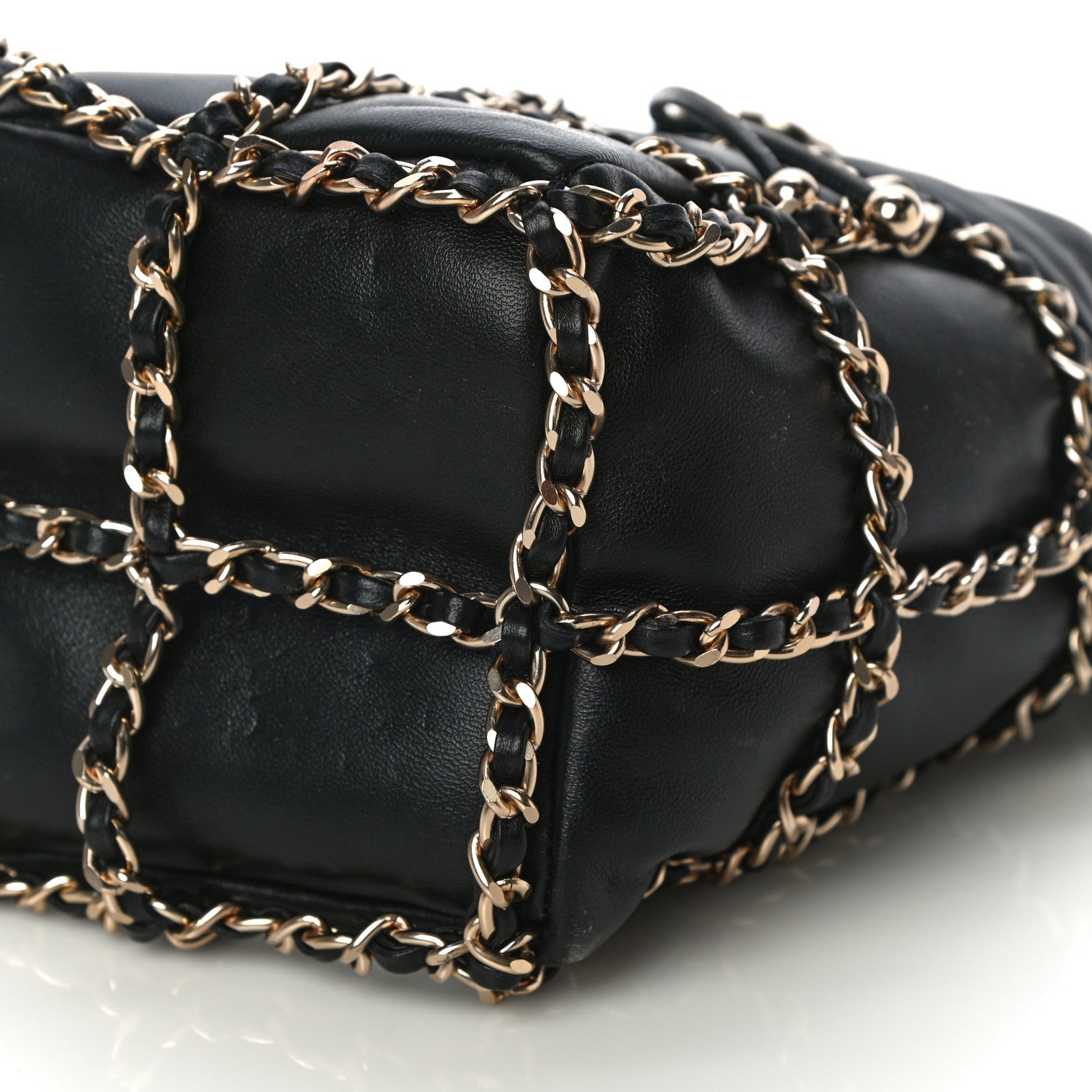 Chanel Lambskin Bucket Chain Drawstring Bag Black 10 of 10
