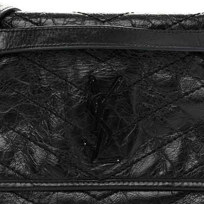 Saint Laurent Crinkled Calfskin Matelasse Monogram Baby Niki Chain Satchel Black 8 of 10