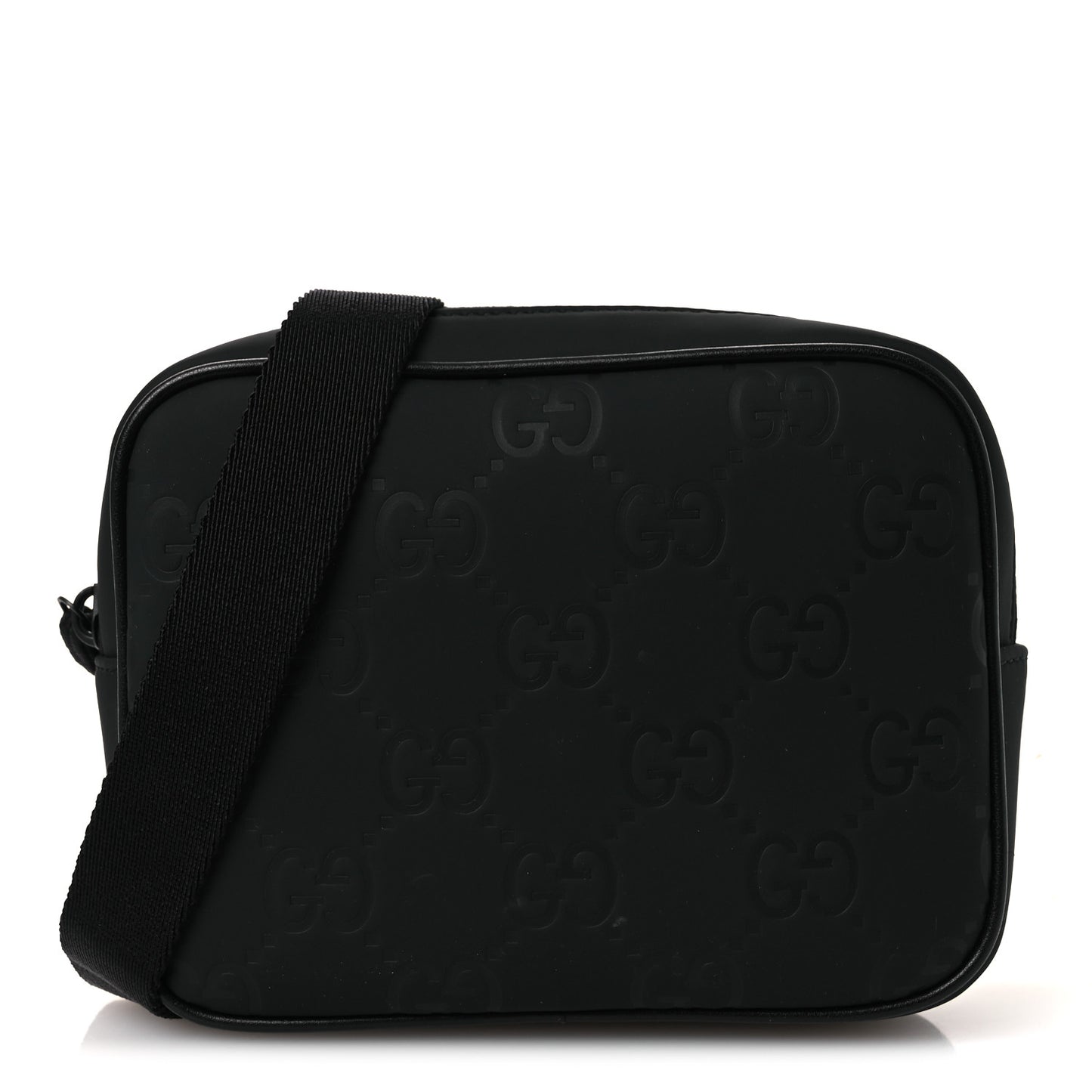Rubber Effect Monogram GG Crossbody Bag Black