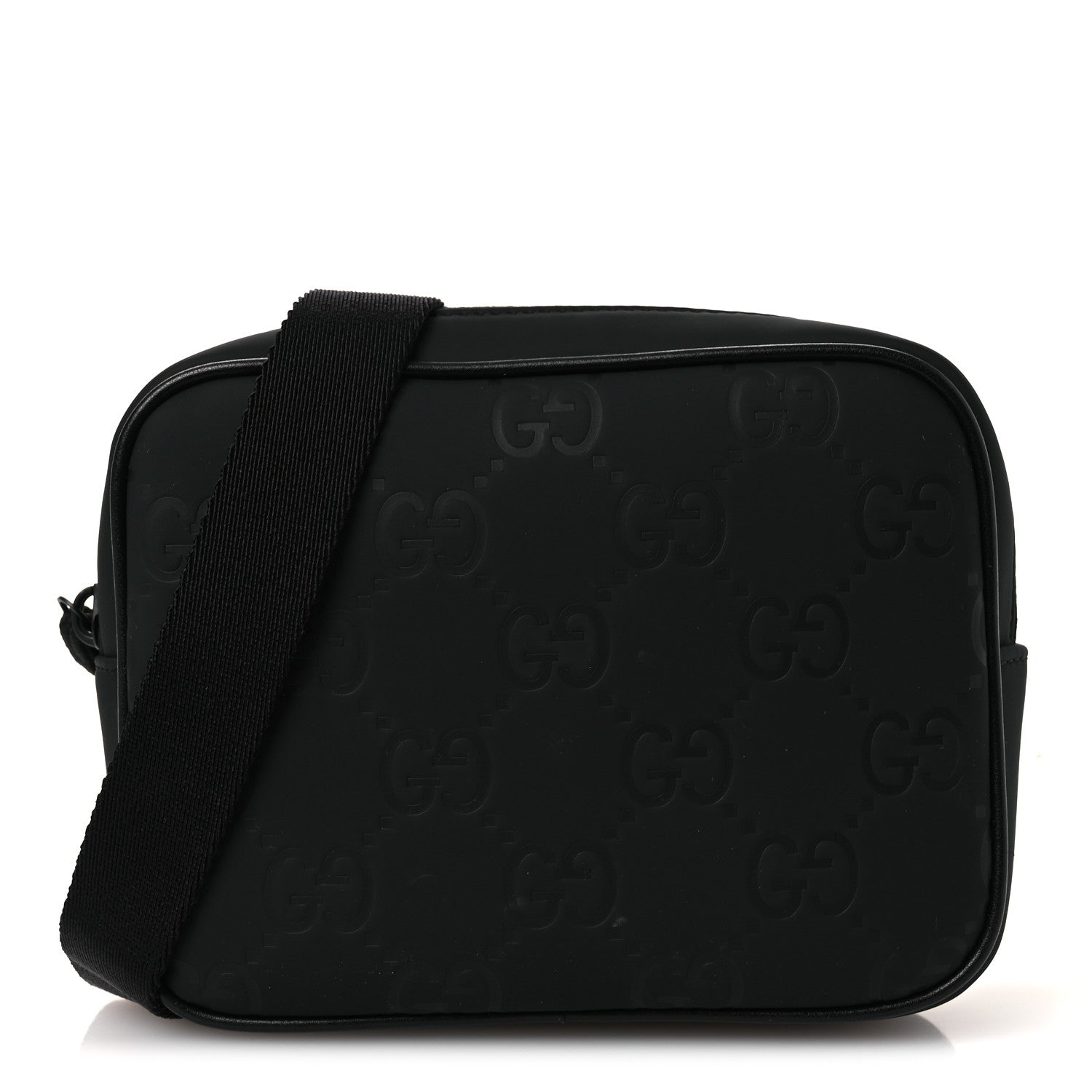 Gucci Rubber Effect Monogram GG Crossbody Bag Black 1 of 11