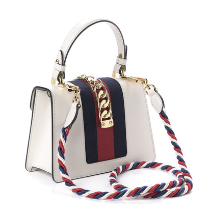Gucci Calfskin Mini Sylvie Top Handle Bag White 3 of 10