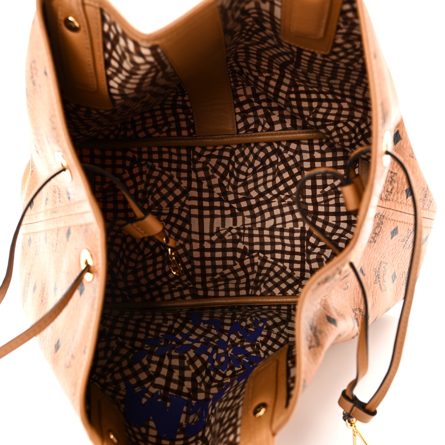 MCM Visetos Medium Liz Reversible Shopper Tote Cognac 1878908