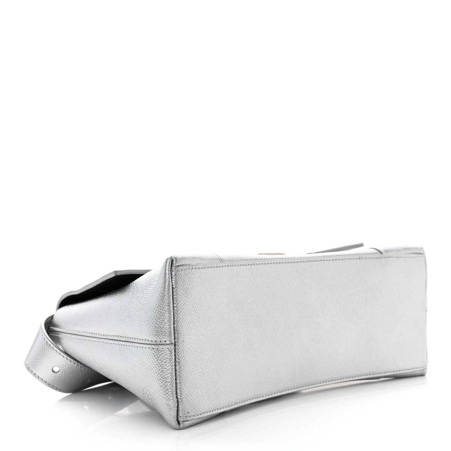 Metallic Soft Textured Calfskin Small Downtown Shoulder Bag Silver