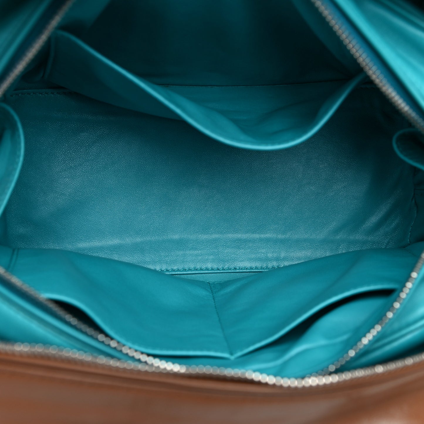 Soft Calf Medium Inside Tote Cannella Turchese