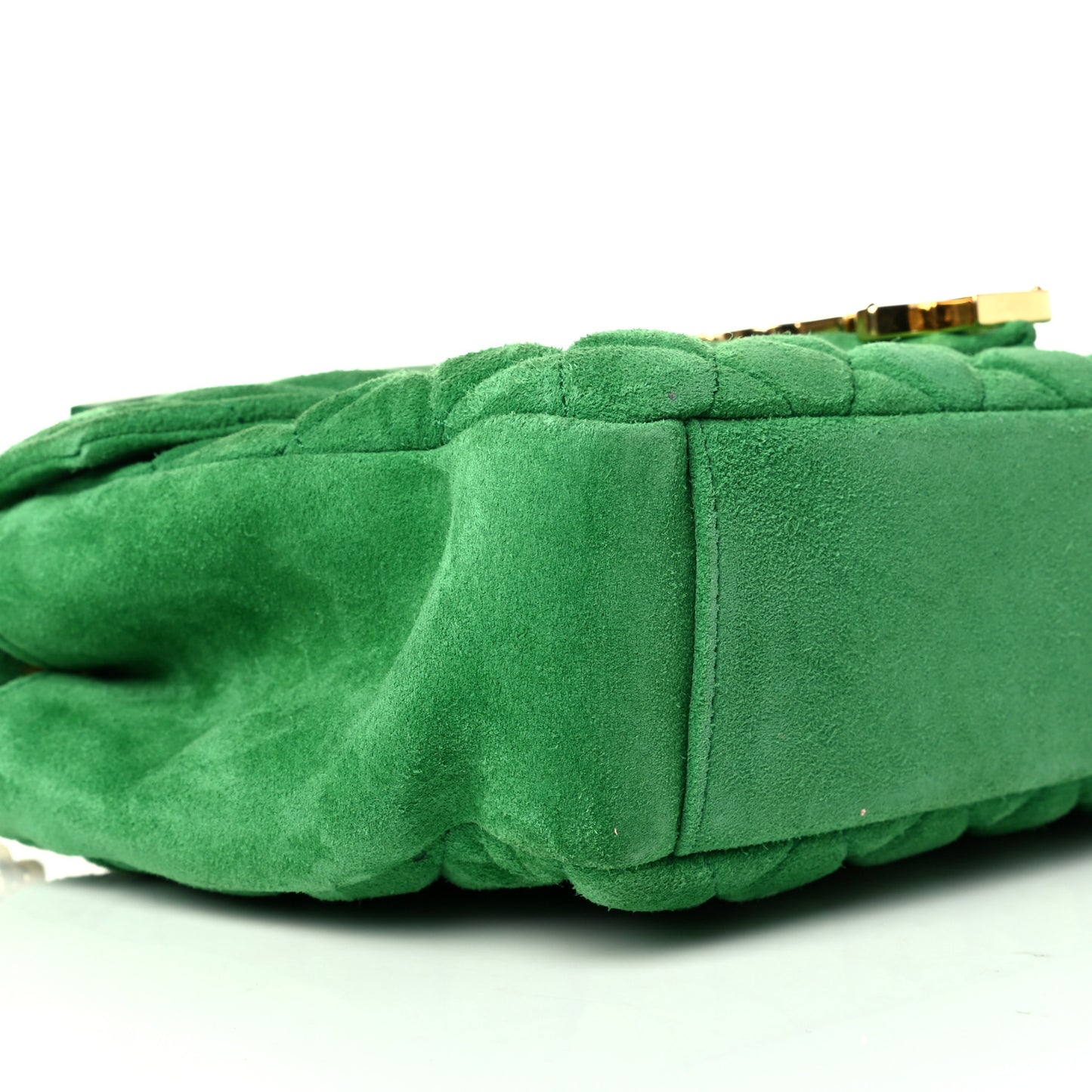 Suede Tri-Quilt Monogram Medium College Bag Green