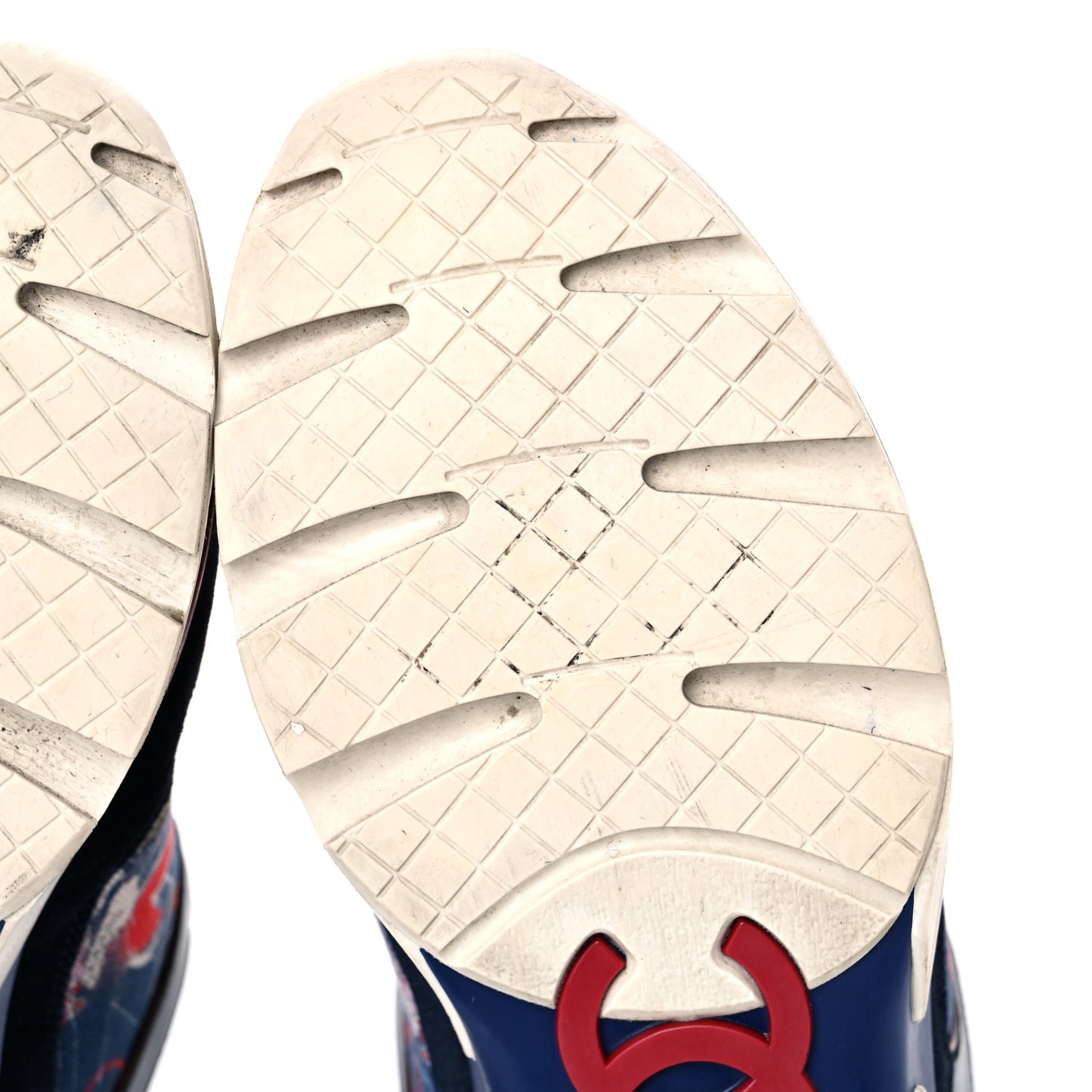 Canvas Suede Calfskin Womens CC Sneakers 35.5 Navy Red Black