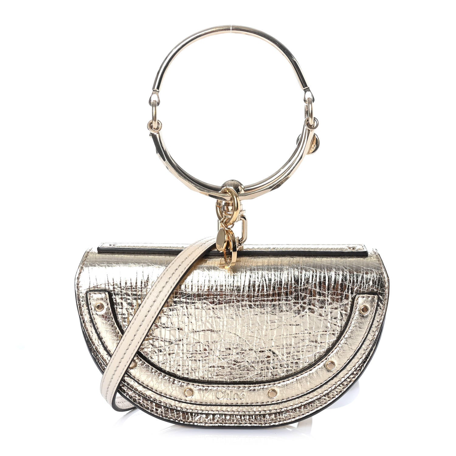 Chloe Metallic Calfskin Small Nile Bracelet Minaudiere Bag Gold 1 of 4
