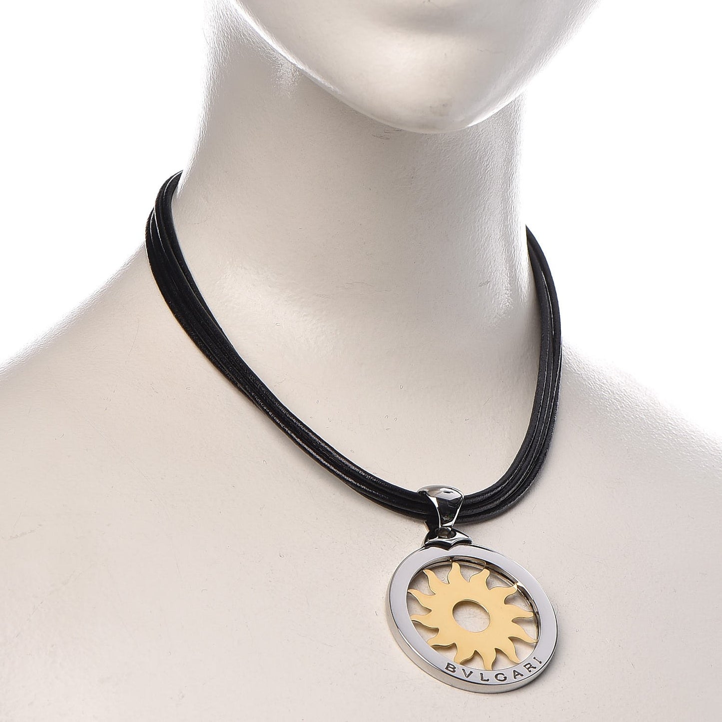 18K Yellow Gold Stainless Steel Tondo Sun Pendant Necklace