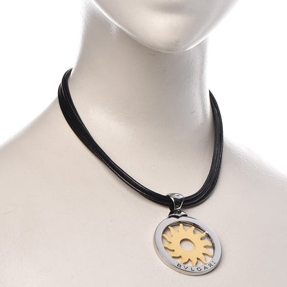 Bulgari 18K Yellow Gold Stainless Steel Tondo Sun Pendant Necklace 2 of 6