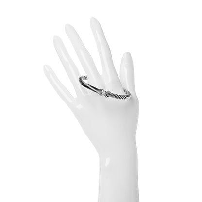 David Yurman Sterling Silver 14K White Gold Pave Diamond 5mm X Cable Bracelet 2 of 5