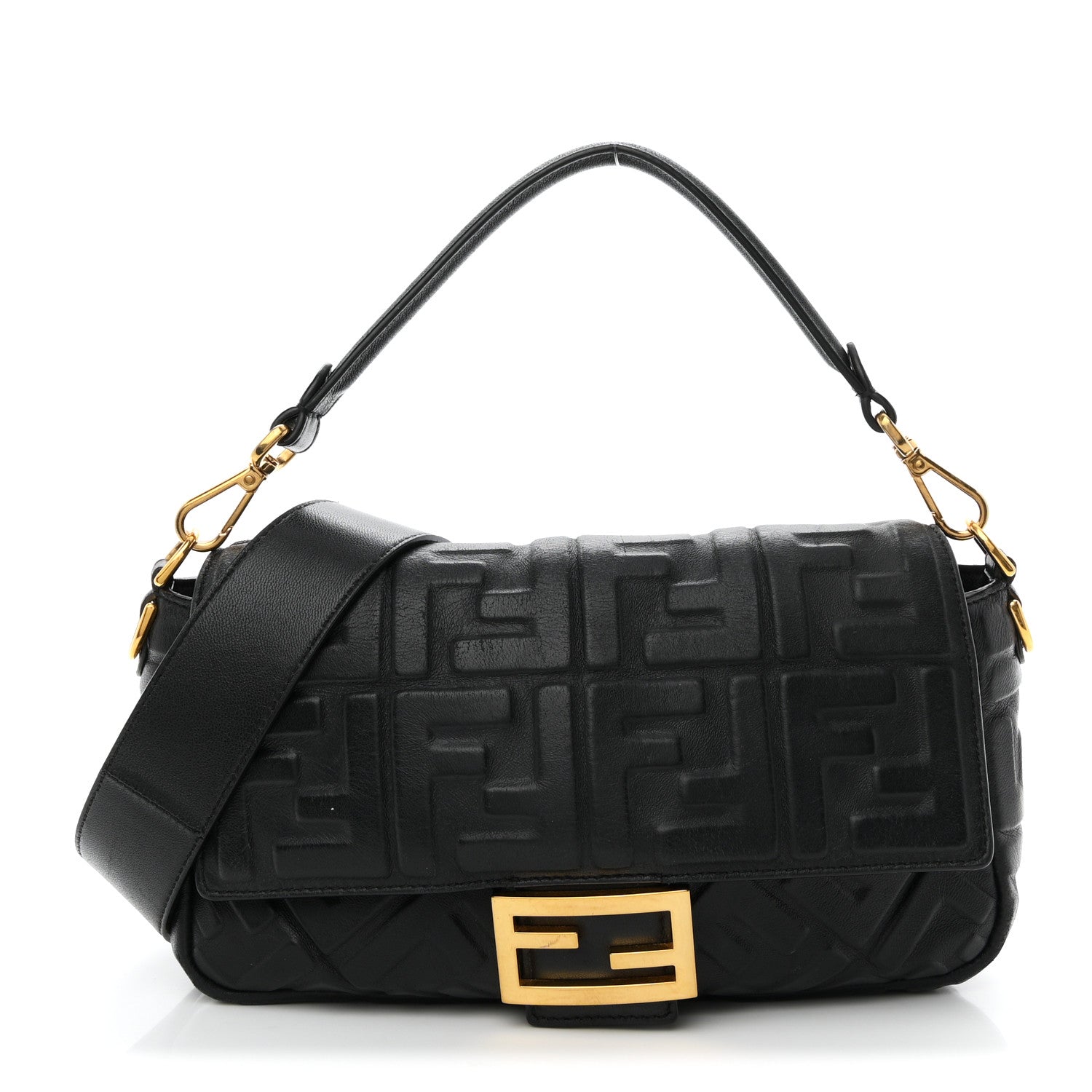 Fendi Nappa FF 1974 Embossed Baguette Black 1 of 10