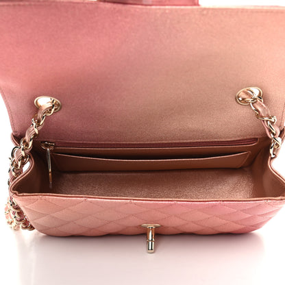 Chanel Metallic Lambskin Quilted Ombre Mini Rectangular Flap Pink 5 of 9