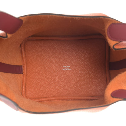 Hermes Taurillon Clemence Swift Eclat Picotin 18 PM Orange Rouge Grenat 5 of 9
