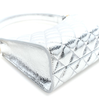 Chanel Metallic Aged Calfskin Quilted Hobo Bag Silver 9 of 10