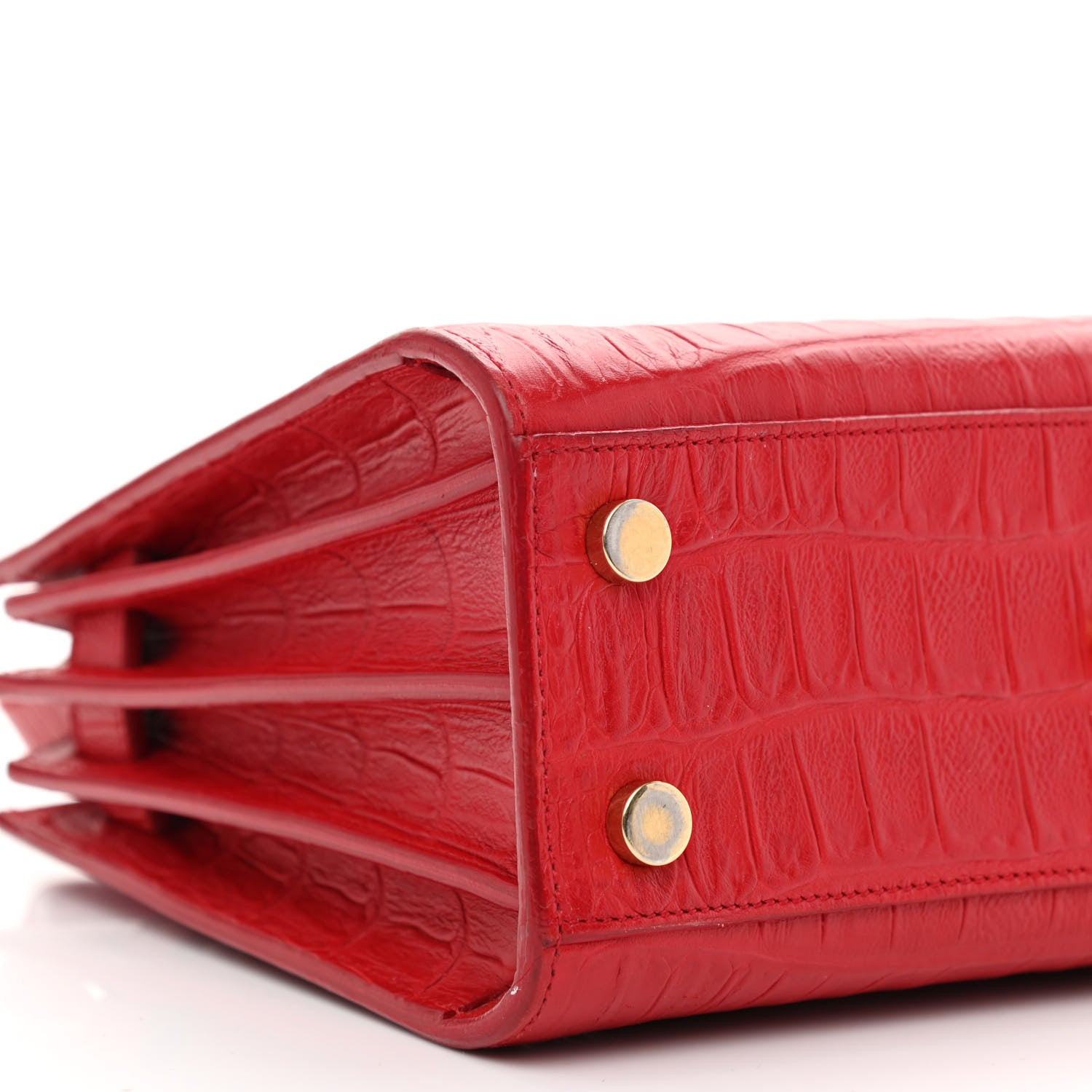Saint Laurent Calfskin Crocodile Embossed Nano Sac De Jour Red 9 of 11