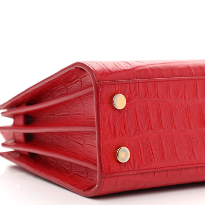 Saint Laurent Calfskin Crocodile Embossed Nano Sac De Jour Red 9 of 11
