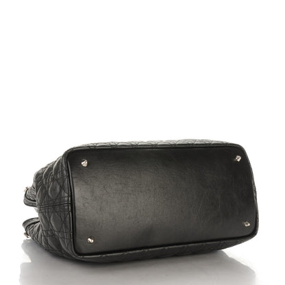 Christian Dior Coated Canvas Cannage Medium Panarea Tote Black 4 of 8