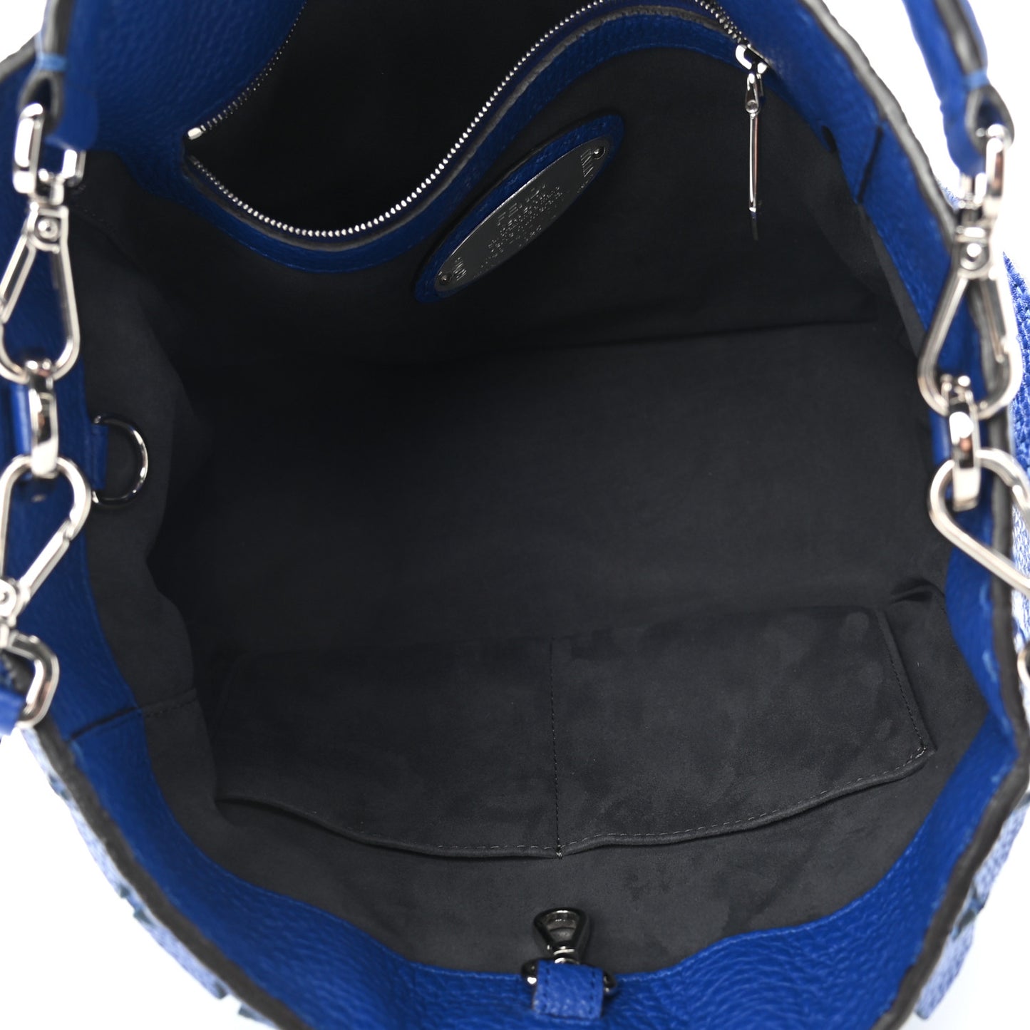 Calfskin Romano Selleria Scalloped Small Anna Bucket Bag Blue Neon