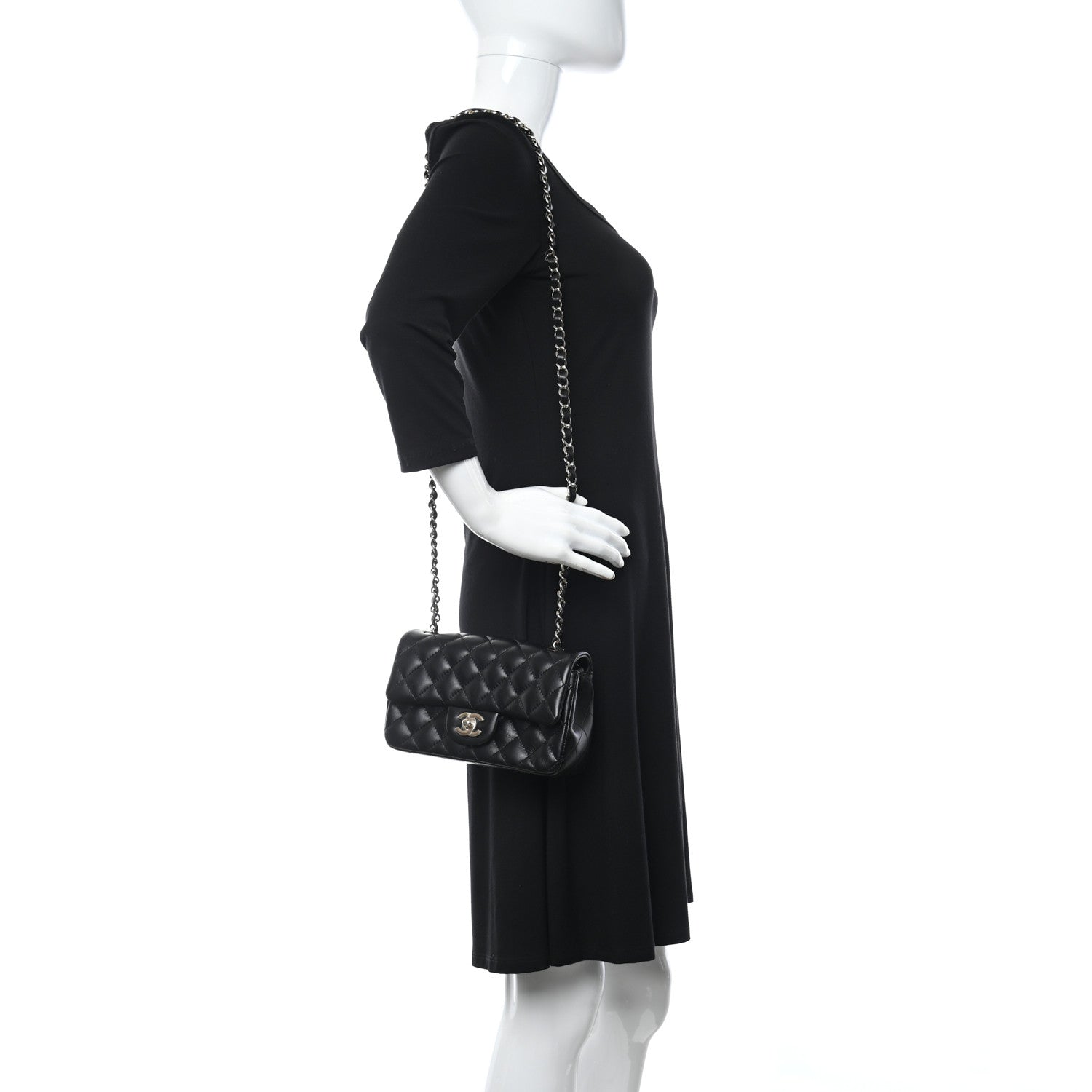 Chanel Lambskin Quilted Mini Rectangular Flap Black 2 of 9