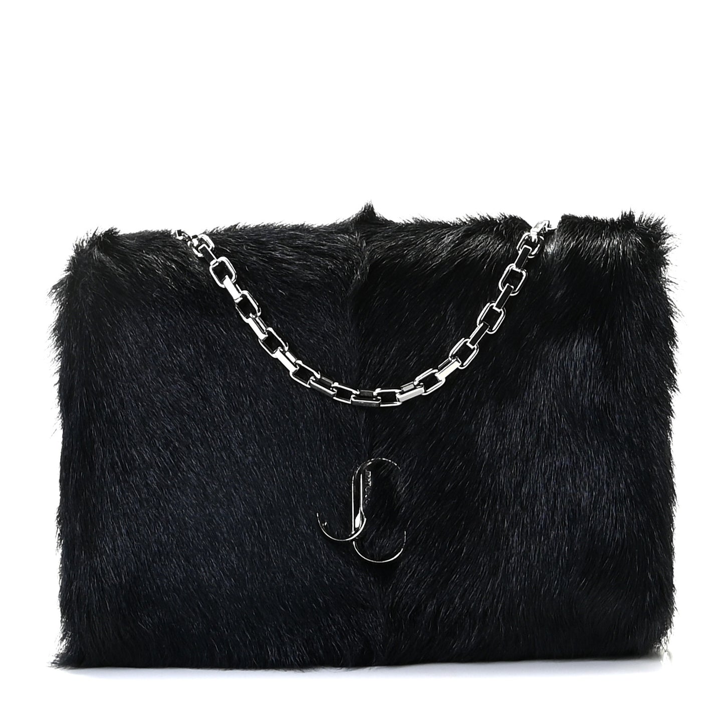 Faux Mink Varenne Chain Clutch Navy
