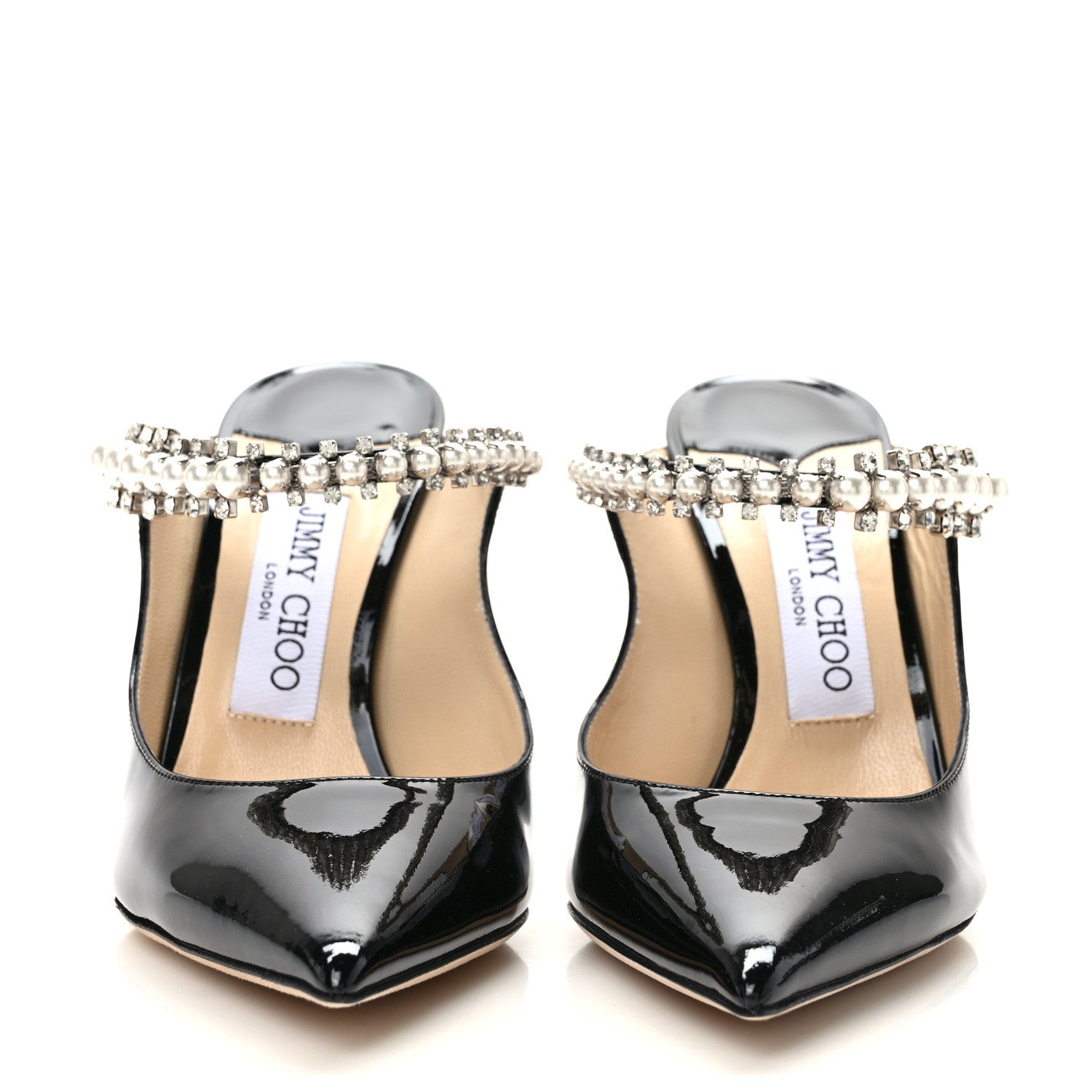 Jimmy Choo Patent Crystal Bing 100 Pumps 37 Black 2 of 8