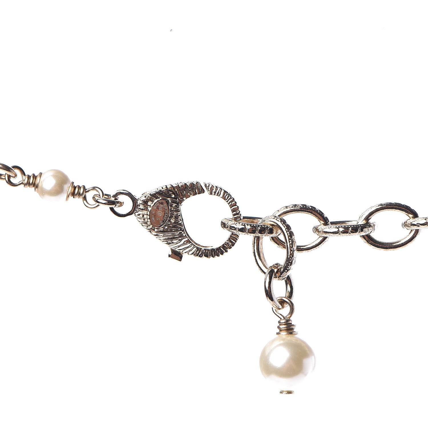 Chanel Crystal Baguette Pearl CC Cross Drop Necklace Gold 4 of 4