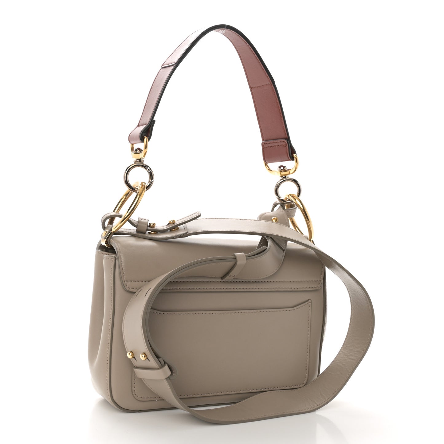 Shiny Calfskin Suede Small C Double Carry Bag Motty Grey