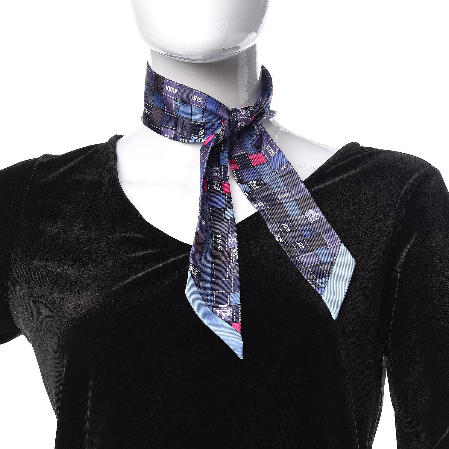 Hermes Silk Bolduc Au Carre Twilly Blue Jean Rose Vif Gris 2 of 5