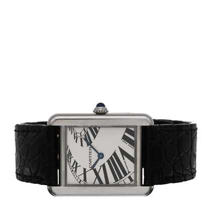 Cartier Stainless Steel Alligator 24mm Tank Solo Piano Quartz Watch 2 of 5