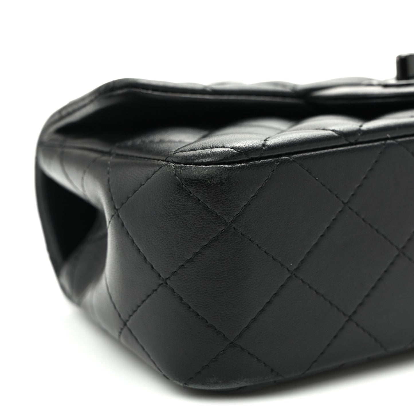 Lambskin Quilted Mini Top Handle Rectangular Flap So Black