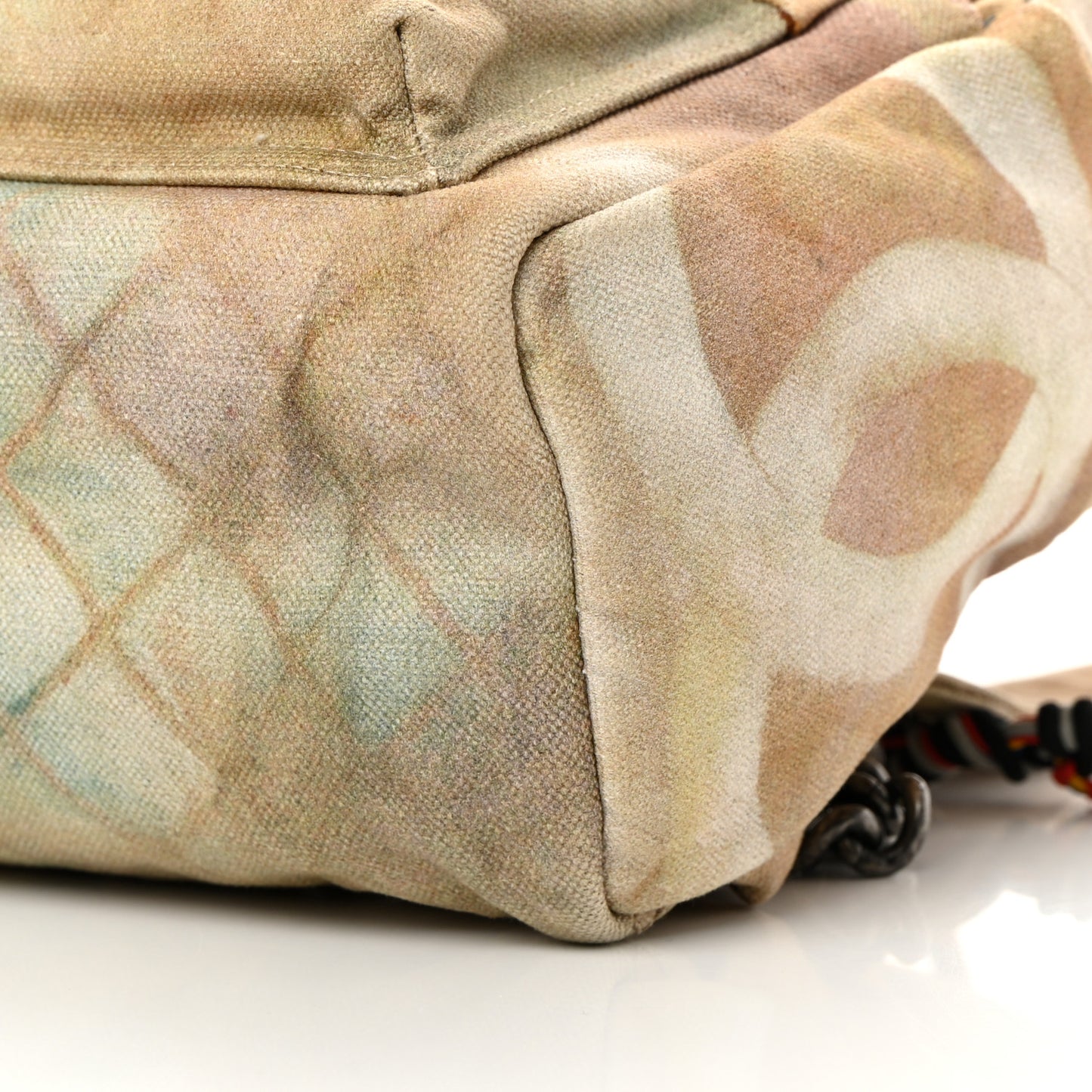 Graffiti Printed Canvas Medium Backpack Beige
