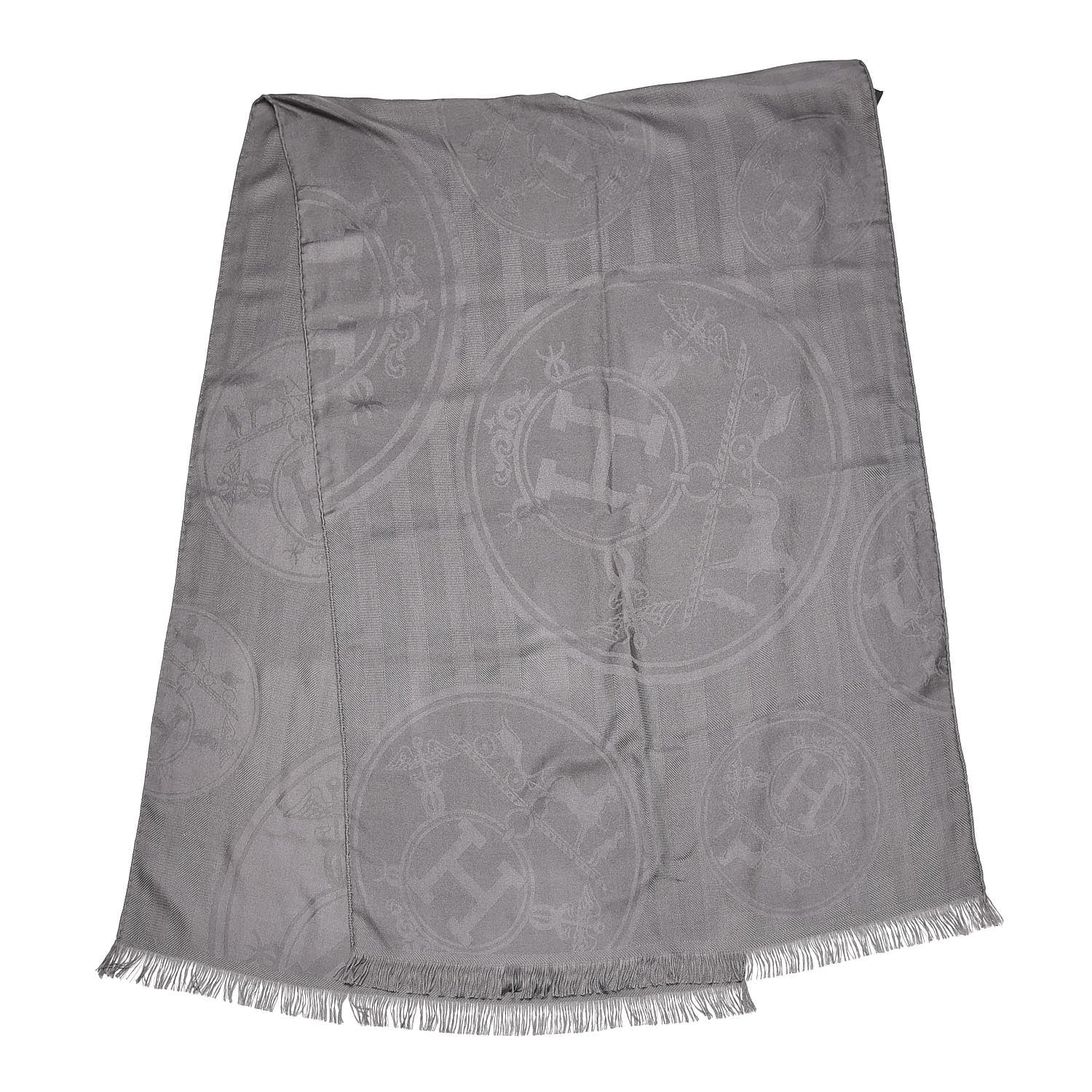 Hermes Cashmere Silk New Libris Stole Flanelle 3 of 5
