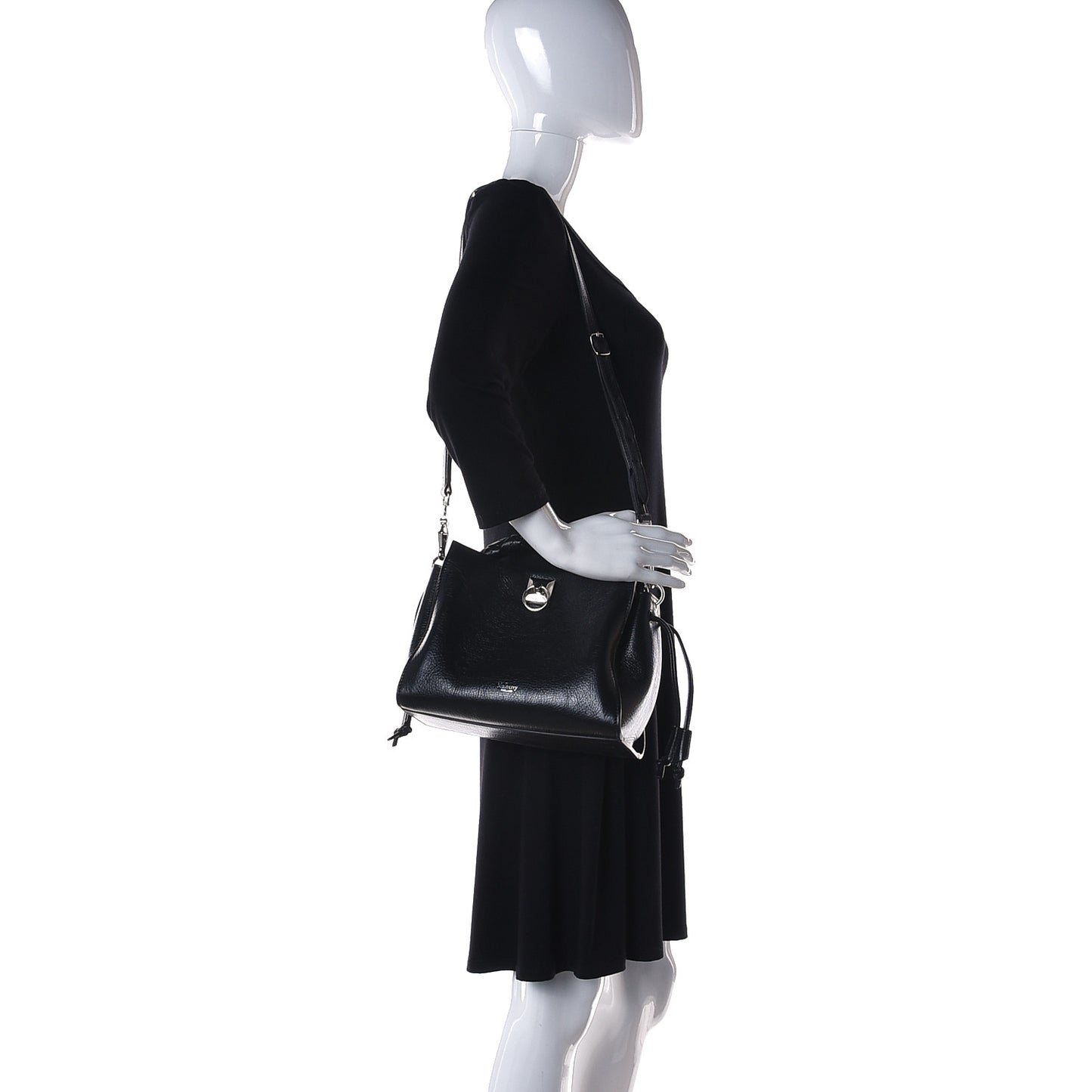 Glossy Calfskin Small Iris Tote Black