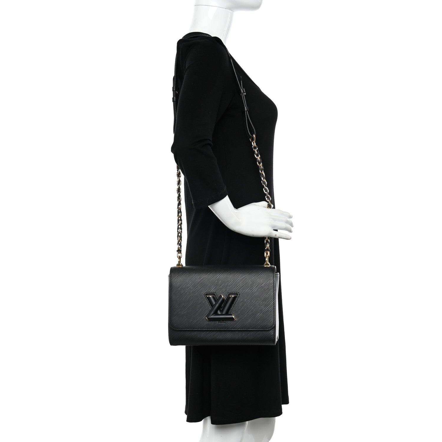 Louis Vuitton Epi Twist Shoulder Bag MM Matte Black Gold 2 of 10