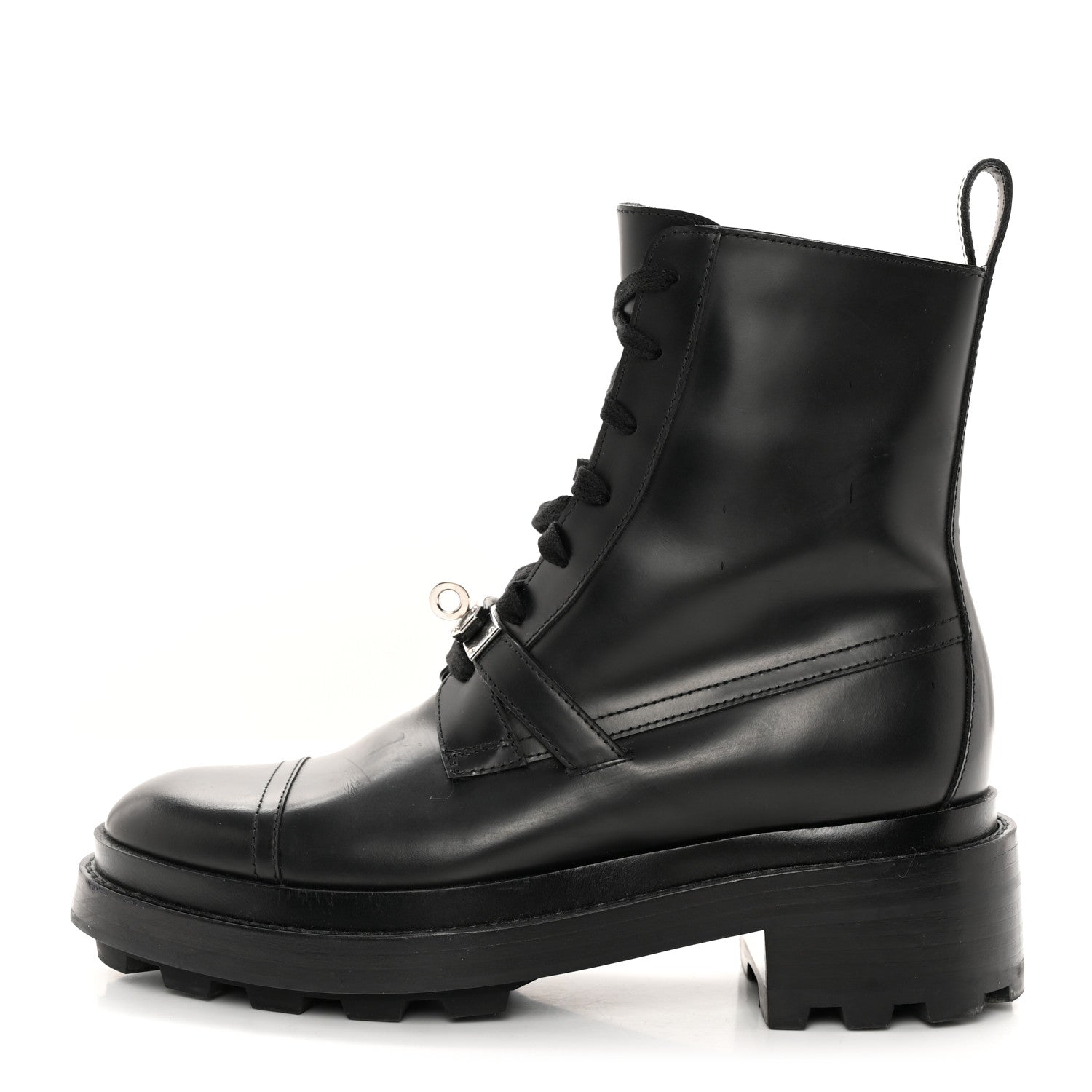 Hermes Glossed Calfskin Funk Ankle Boots 36 Black 1 of 15