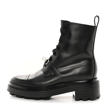 Hermes Glossed Calfskin Funk Ankle Boots 36 Black 1 of 15