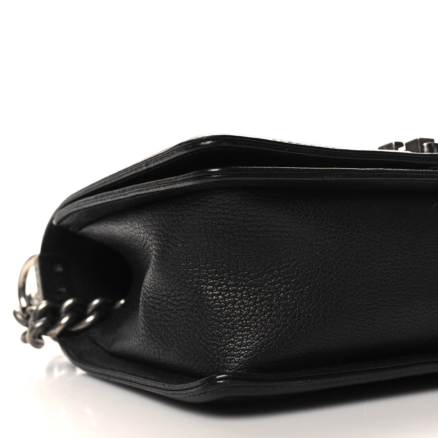 Goatskin Quilted Patent Medium Duo Boy Flap Black