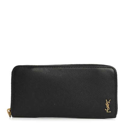 Saint Laurent Grained Calfskin Zip Around Wallet Black 1 of 12