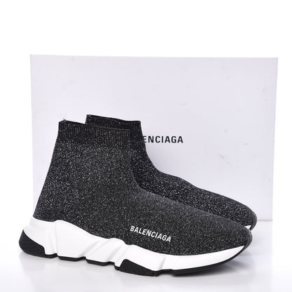 Balenciaga Knit Metal Womens Speed Sneakers 41 Black Gold 7 of 7